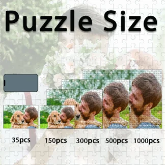 35/150/300/500/1000 Uds perro con hombres foto personalizada rompecabezas de descompresión personalizado rompecabezas mosaico rompecabezas personalizados en la foto