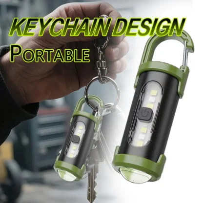 Potente llavero con linterna LED EDC, linternas portátiles colgantes recargables, llavero impermeable, lámpara de bolsillo para caminar y acampar