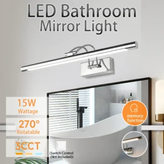 Luz frontal de espejo, luces de espejo ajustables Tricolor con memoria, focos de espejo Led de 85-265V, lámpara de maquillaje para baño y dormitorio