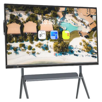 Tablero inteligente con cámara de 20 MP: pantalla táctil 4K de 65” ideal para reuniones de negocios, clases remotas y talleres interactivos