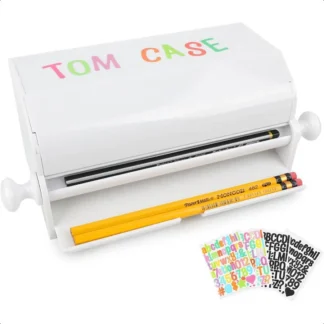 Dispensador de lápices para aula con 4 hojas de pegatinas, soporte de lápices con perilla rodante acrílica para escritorio, caja de almacenamiento de lápices para oficina U