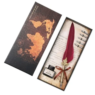 Bolígrafo de tinta de inmersión de plumas Vintage, portalápices de cobre con 5 puntas, bolígrafo de caligrafía antiguo, artículos decorativos para regalo de cumpleaños y Navidad