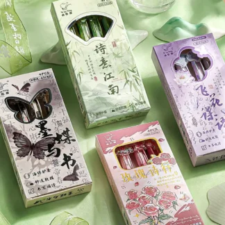 Juego de bolígrafos de Gel de agarre suave de secado rápido, herramientas de escritura de tinta negra de 0,5mm, parche de mariposa, tipo de prensa, 4 unidades