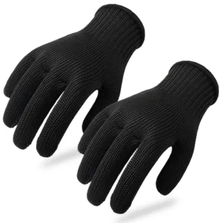 1 par de guantes negros resistentes a cortes, guantes protectores de fibra metálica L5 de grado Industrial para cuchillo, equipo de protección laboral de vidrio