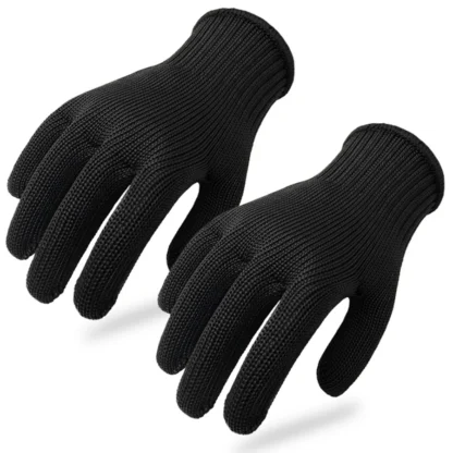 1 par de guantes negros resistentes a cortes, guantes protectores de fibra metálica L5 de grado Industrial para cuchillo, equipo de protección laboral de vidrio