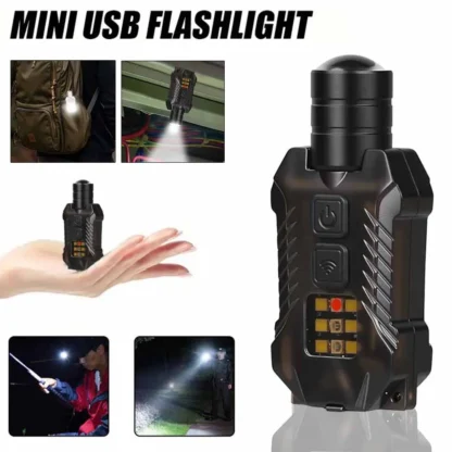 Potente linterna EDC recargable, reflector portátil con zoom y cola, minilinterna impermeable para acampar y senderismo