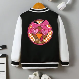 Camiseta de béisbol infantil, pollo con lazo de Acción de Gracias con bolsillo, fiesta navideña, estampado en la espalda. El regalo del niño