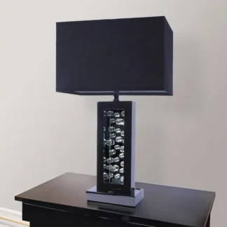 Lámpara de columna de burbujas de vidrio única y moderna con pantalla rectangular: luz LED de níquel negro con brillo ambiental. ¡Perfecto para la decoración del hogar!