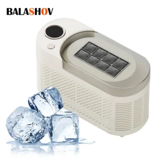 Mini máquina de hielo eléctrica práctica para el hogar, dormitorio, oficina, Camping, coche, cubo de hielo portátil de doble propósito, caja de hielo automática, enchufe de EE. UU./UE