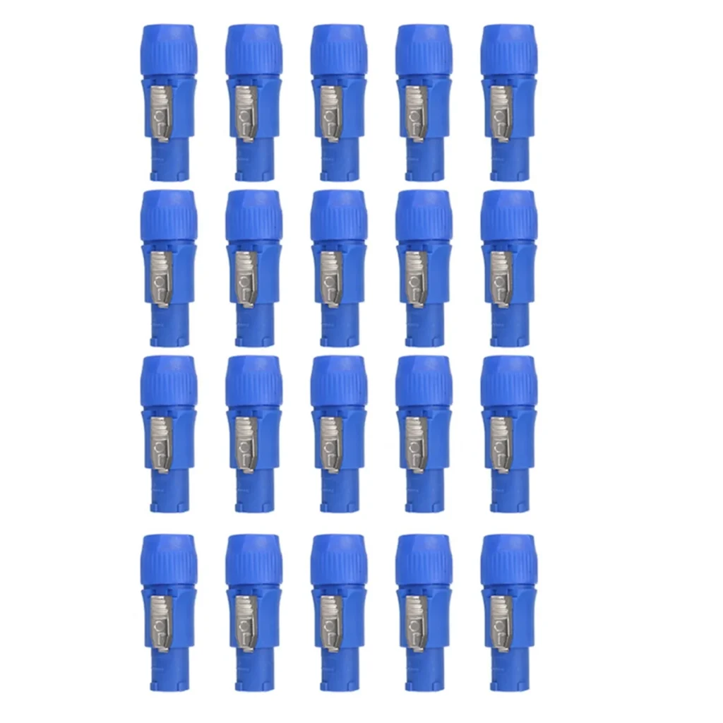 A003 20 piezas conector Powercon de CA de 3 pines enchufe macho NAC3FCA NAC3FCB Cable de CA 20A 250V adaptador de enchufe de alimentación para luz de escenario(A)