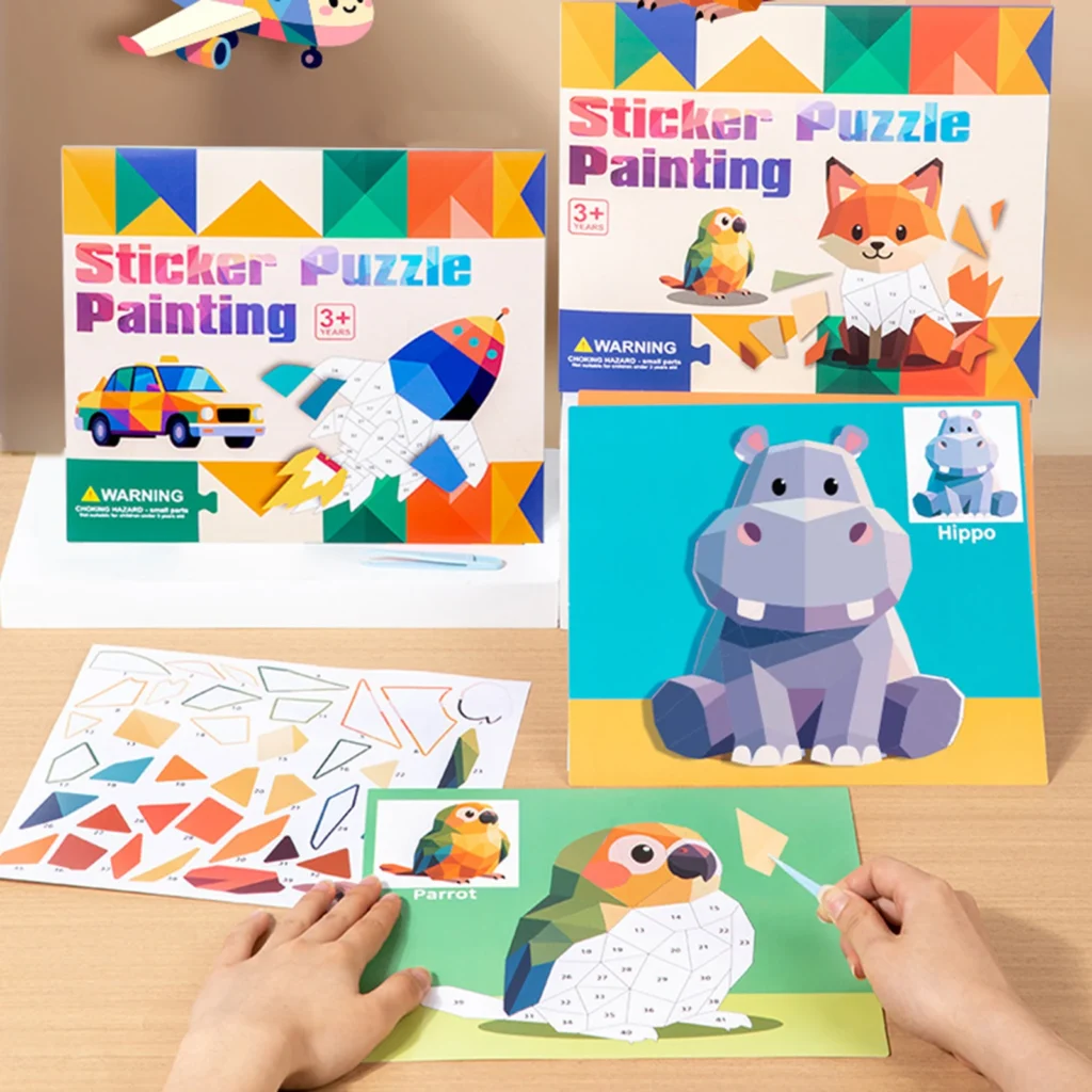 Rompecabezas de iluminación de 4 patrones, escena de educación cognitiva temprana, libro de pegatinas, cultivo de enfoque, libro de pegatinas silencioso, aventura creativa