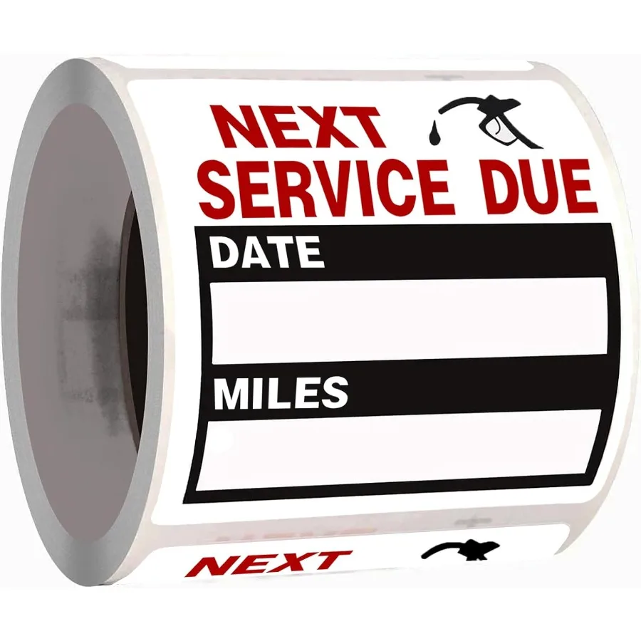 Cambio de aceite Auto Mnce Service Due recordatorio agitar etiquetas 100 Uds rollo agitar EasyPeel sin residuos fácil de escribir en 2x2 pulgadas Bla