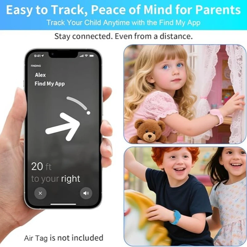 Pulsera impermeable de silicona para AirPods AirTag: funda protectora antipérdida, ajuste perfecto para niños y adultos