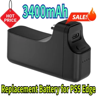 Batería externa recargable de 3400mAh, pantalla LED, Clip trasero, batería con Cable de carga, batería de repuesto para PS5 Edge