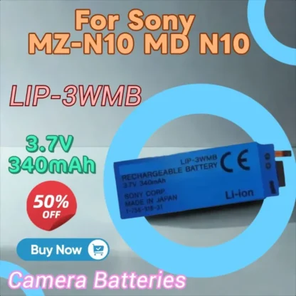 100% nuevas baterías de cámara de alta calidad 3,7 V 340mAh LIP-3WMB para Sony MZ-N10 MD N10