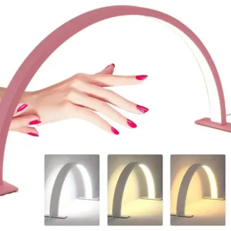 Lámpara de uñas regulable en forma de U, 3 colores de luz, protección ocular, luz de uñas de media luna, iluminación de 180 grados, multifuncional