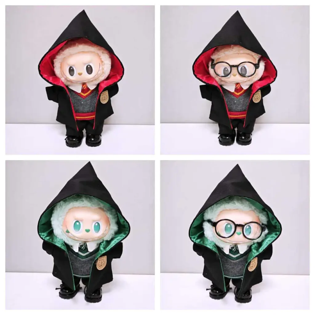 Ropa para Labubu Cool Magic Academy, conjunto de capa con capucha, accesorios de ropa adecuados para muñecas de 15 Cm, 17 Cm de 1a a tercera generación