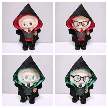 Ropa para Labubu Cool Magic Academy, conjunto de capa con capucha, accesorios de ropa adecuados para muñecas de 15 Cm, 17 Cm de 1a a tercera generación