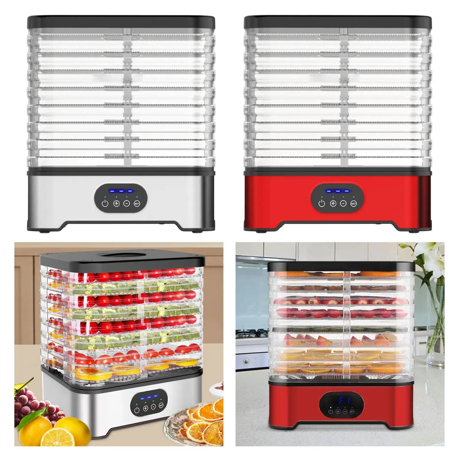 Deshidratador de alimentos ajustable, incluye libro de recetas, secador eléctrico silencioso, máquina de deshidratación de alimentos, 8 bandejas para golosinas de mascotas y verduras