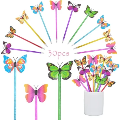 30 Uds. Bolígrafos de mariposa, bolígrafos novedosos a granel, regalos de fiesta de mariposa, bolígrafos elegantes para mujeres, profesores, niñas, bolígrafo bonito para volver a la escuela S