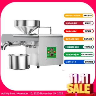 Máquina de prensado de aceite eléctrico, prensa fría/caliente para uso doméstico, Extractor de aceite automático para semillas de maní/sésamo/girasol, inoxidable