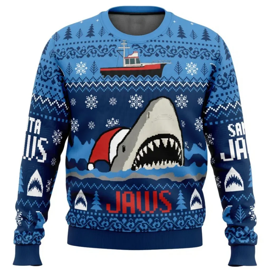 Sudadera navideña fea con cuello redondo para hombre de Santa Jaws Jaws, moda de otoño Y2K, sudaderas con capucha para niños, sudaderas para hombres y mujeres
