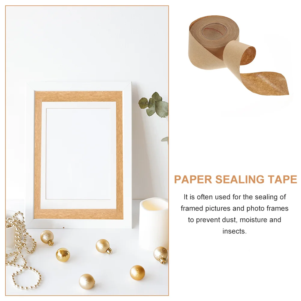 2 rollos de cinta de papel Kraft, cinta de sellado multifunción grabable con parte posterior plana, fuerte adherencia para embalaje de cartón, bricolaje para el hogar