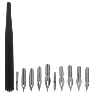 Puntas de pluma de inmersión de madera, bolígrafos de dibujo de dibujos animados, puntas, fuente de caligrafía, tinta de acero inoxidable sumergida