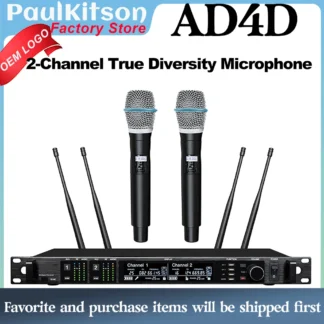 Logotipo de marca Original AD4D BETA 87A micrófono de mano profesional de diversidad verdadera nivel de rendimiento de escenario 2 canales montado en la cabeza