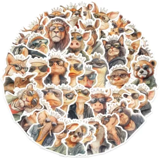 50 pegatinas de arte vectorial de animales Vintage Cool King, calcomanías de PVC para monopatines DIY, fundas de teléfono, grabación, tienda YourLife