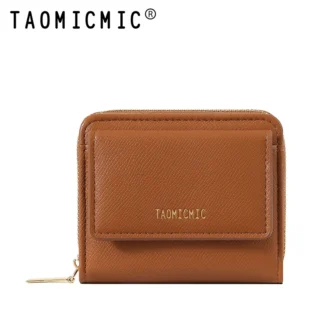 MiniBifold-cartera plegable para mujer, almacenamiento de monedas para estudiantes, organizador de auriculares, tarjetero de cuero, Clip portátil compacto para dinero