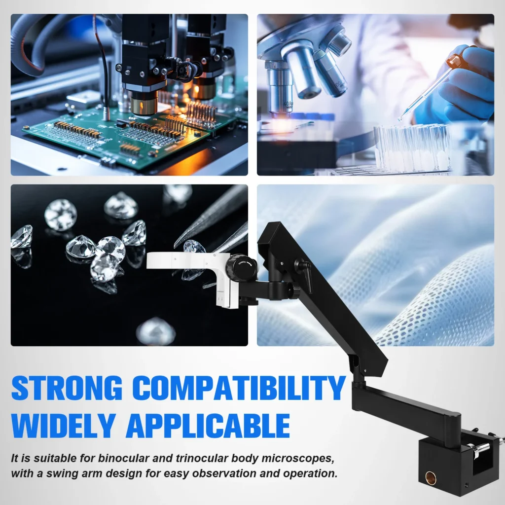 Soporte articulado para microscopios estéreo con clip de mesa Soporte universal para microscopio Soporte para brazo de microscopio para microscopios estéreo
