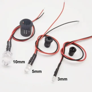 10 Uds 3mm/5mm/10mm rojo/verde/azul/RGB blanco UV DC12V LED redondo precableado transparente de agua con soporte de plástico