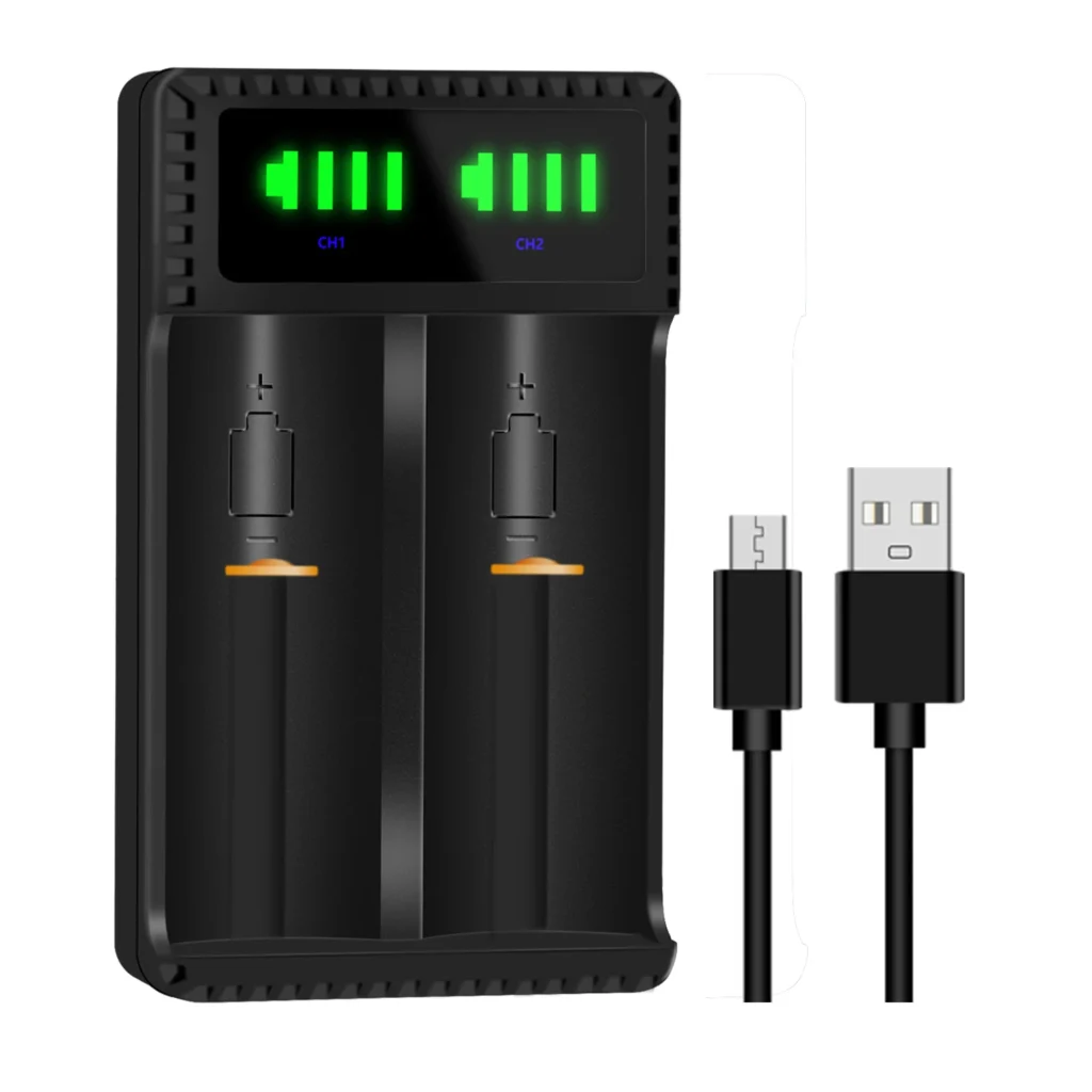 Cargador de batería Universal, dispositivo inteligente de carga rápida, LED, Dual, 18650, 21700, 26500, 22650, 22500, 20700, 18500, 18350, 17670