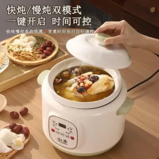 Olla para estofado, cazuela de sopa totalmente automática, artefacto de cerámica para gachas caseras, estofado multifuncional, comida saludable para bebés