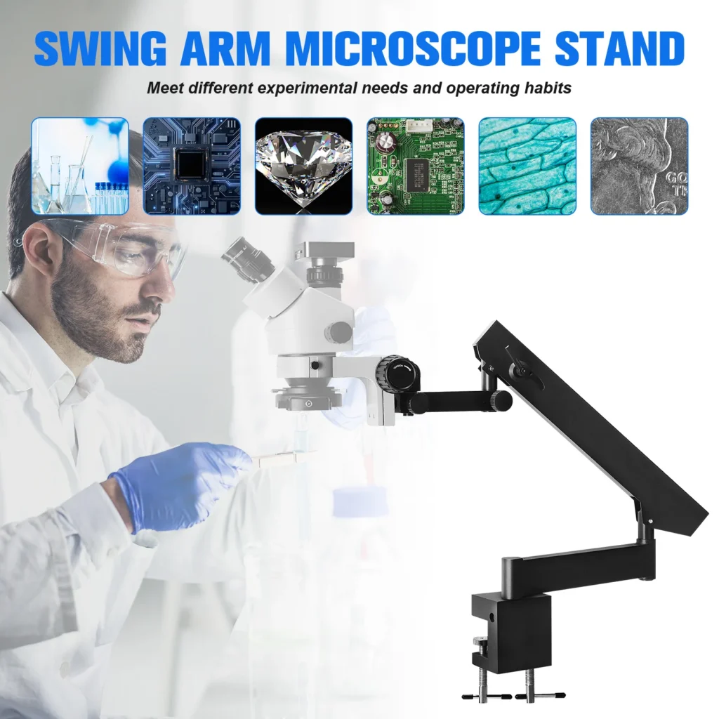 Soporte articulado con clip de mesa, soporte plegable telescópico Universal de Metal para microscopio Digital