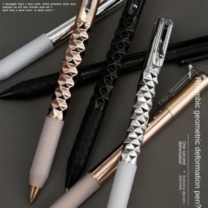 Pluma neutra de deformación geométrica de Metal, pluma de Gel de cambio de forma de enclavamiento, herramientas de escritura para estudiantes, regalo creativo, 1Pc