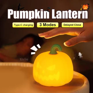 Lámpara de calabaza de Halloween, lámpara de calabaza de silicona súper suave, regalos de juguete para niños, luz de calabaza portátil de seguridad para decoración de dormitorio de Halloween