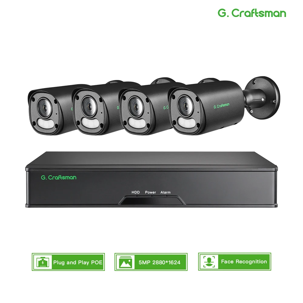 C 4CH 5MP 25fps POE Kit Sistema de reconocimiento facial Seguridad Audio Vigilancia Video HiEasy G.Craftsman