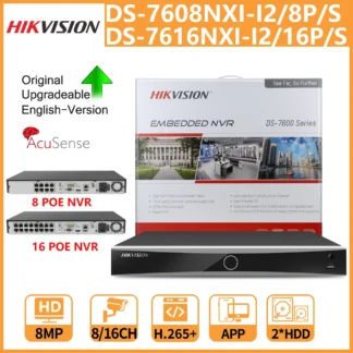 Hikvision 4K NVR DS-7608NXI-I2/8P/S DS-7616NXI-I2/16P/S 8CH 16CH Puerto POE AcuSense Grabador de vídeo en red de reconocimiento facial
