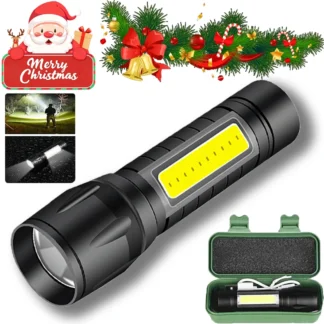 Mini linterna LED COB, luz con Zoom recargable por USB, lámpara táctica, luces de emergencia impermeables para acampar y regalo de Navidad