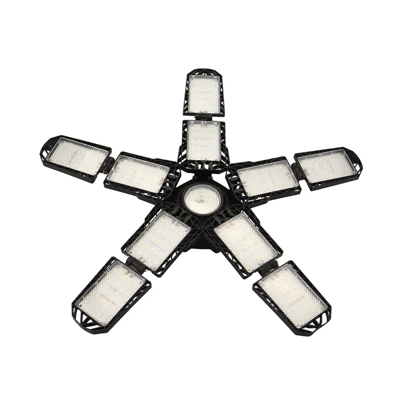 Luz LED para garaje, accesorio de iluminación plegable para almacén King Kong, 6 hojas, 8 hojas, 10 hojas, ajuste de cuenta de hoja plegable transfronteriza