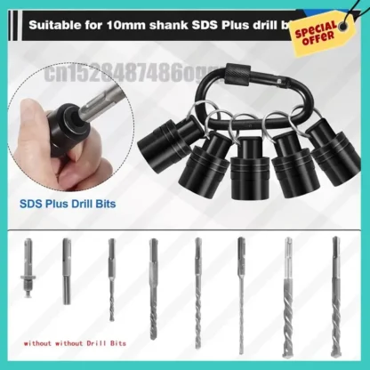 -ABJZ Adaptador de vástago SDS Adaptador de enchufe de barra de extensión SDS Plus Soporte de broca de vástago Llavero Soportes de cambio fáciles de mano