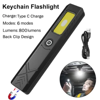 Linterna LED con Clip para sombrero USB-C recargable 800LM luz de antorcha brillante-con imán, Mini luz de trabajo de inundación portátil/linterna de bolsillo