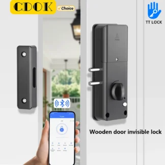 CDOK RX02 TTlock Bluetooth, cerradura de puerta de madera invisible para interiores, no se puede ver desde fuera de la puerta