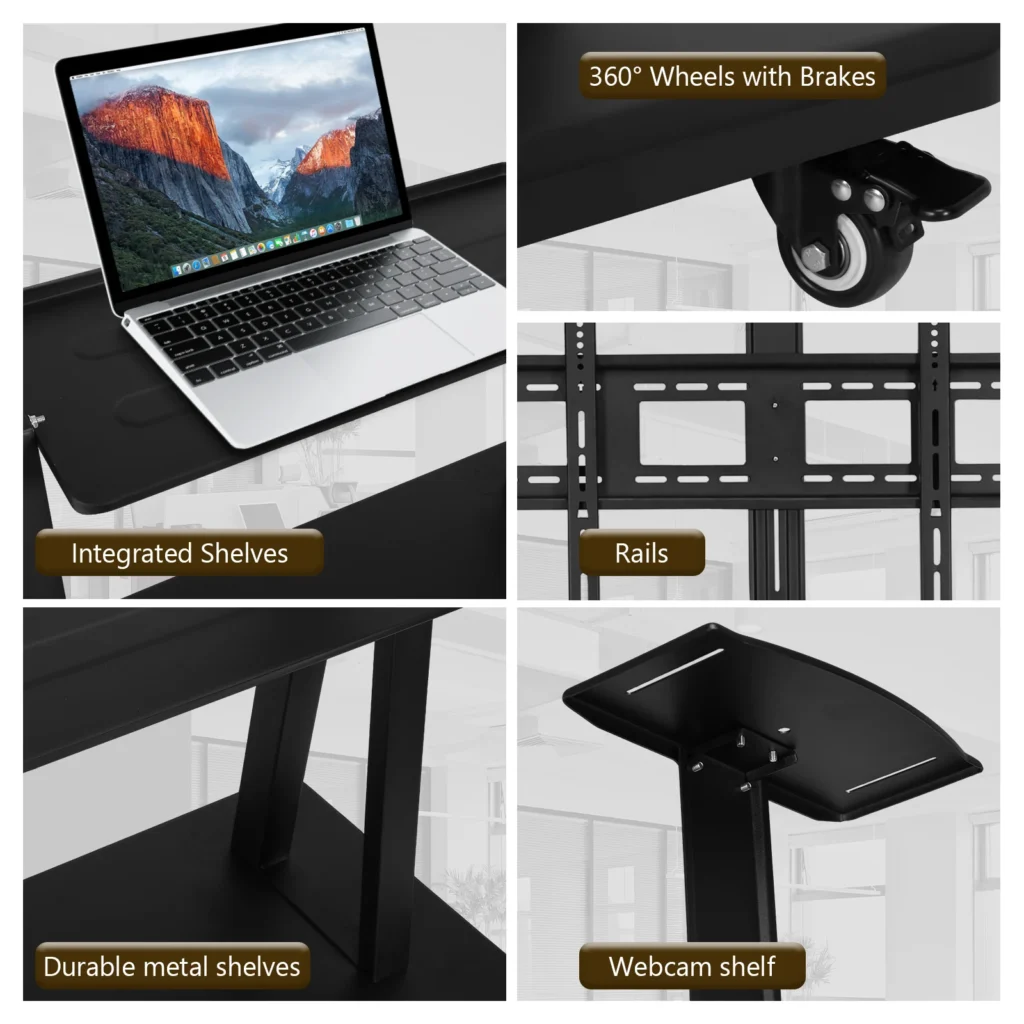 Soporte de tablero inteligente, soporte de pie Universal ajustable en altura para TV, soporte de TV móvil para sala de estar/oficina/exterior
