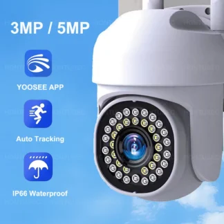 Cámara IP YOOSEE HD 3MP 5MP WiFi cámara de seguridad exterior impermeable IP66 detección de movimiento seguimiento automático Audio bidireccional cámara IP