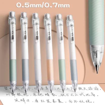 4 unid/set lápiz mecánico papelería lapices agarre de goma suave 0,5/0,7mm útiles escolares con borrador para escribir y dibujar