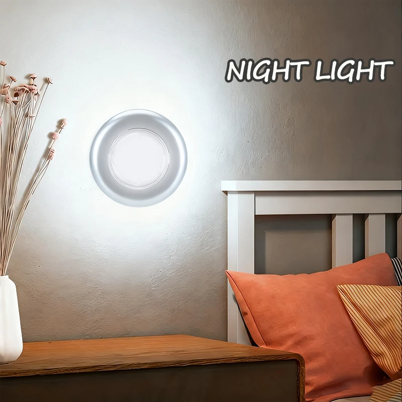 Luz nocturna junto a la cama, lámpara táctil inalámbrica, luz de pared LED alimentada por batería, luz portátil para armario, pasillo, cocina, dormitorio, armario, 1 ud.