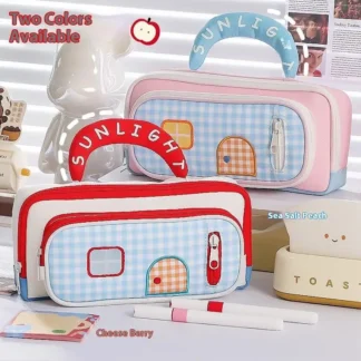 Estuche para lápices en forma de casa, diseño de 3 capas, bolsa para bolígrafos portátil de gran capacidad con alta estética, ideal para estudiantes, escuela y uso doméstico